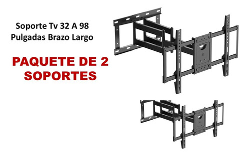 Soporte Para Tv 32 A 98 Brazo Largo Paquete De 2 Pz Negro