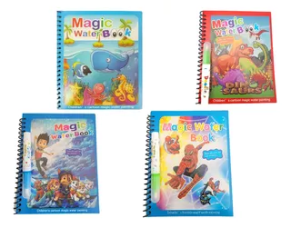 Set X4 Libro Mágico Para Colorear Con Agua Para Niño Y Niña