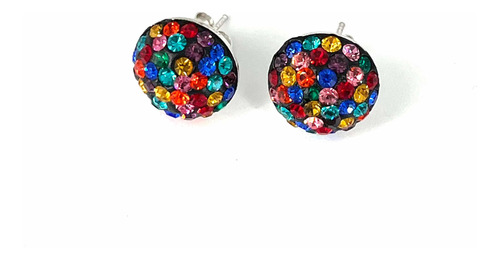 Aros 1/2 Bola De Fuego Multicolor Plata # 1.989