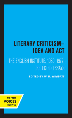 Libro Literary Criticism: Idea And Act, The English Insti...