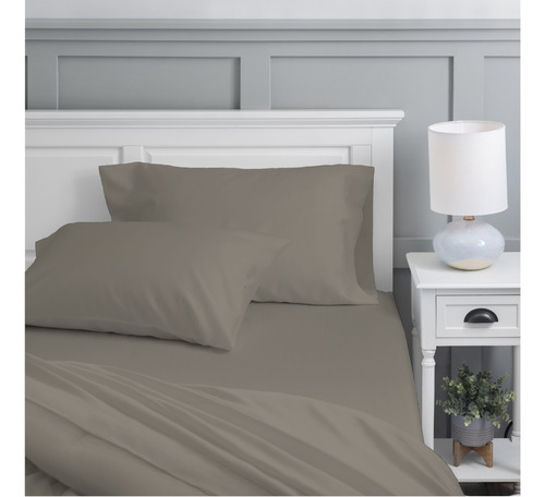 Sabana Microfibra Lisa Matrimonial Polyblanc Marrón Claro Liso