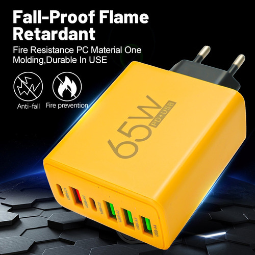 Cargador Usb C De 65 W, Cargador De Pared De Carga Rápida De