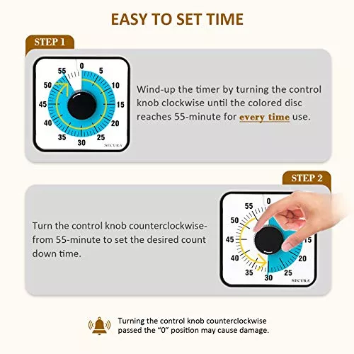 Temporizador visual de 60 minutos Reloj de cuenta regresiva para el aula  para niños Adultos Herramienta de gestión del tiempo para enseñar  temporizador de cocina Home Office School