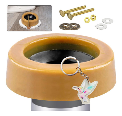 A Kit Aro Cera Extra Grueso Para Inodoro Con Brida Y Pernos