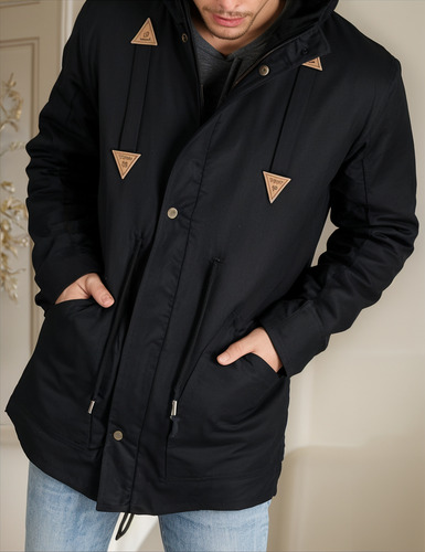 Parka Hombre Campera Abrigada Piel Corderito Capucha
