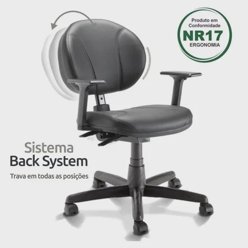 Cadeira Executiva Back System Operativa Costurada Plaxmetal