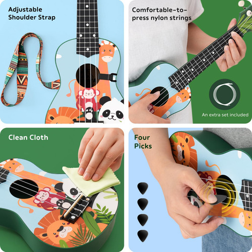 Kit Ukelele Soprano 21 Pulgadas Dibujos Animados Para Princi