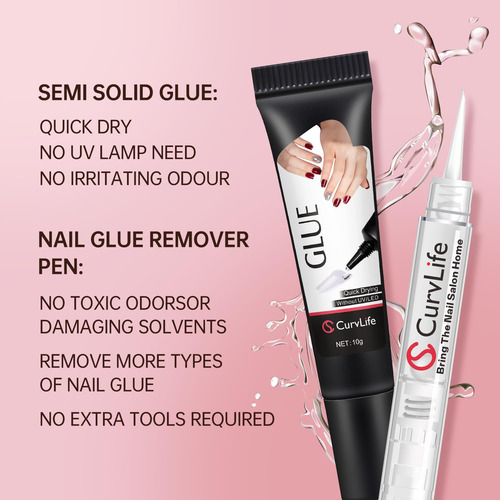 Gel De Uñas Curvlife Semisólido, 10 G, Con Removedor De Pega