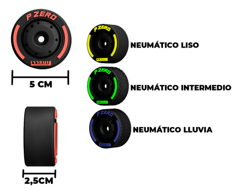 Set 5 Neumático F1 Carrera Pirelli Rueda 5 Cm + Exhibidor