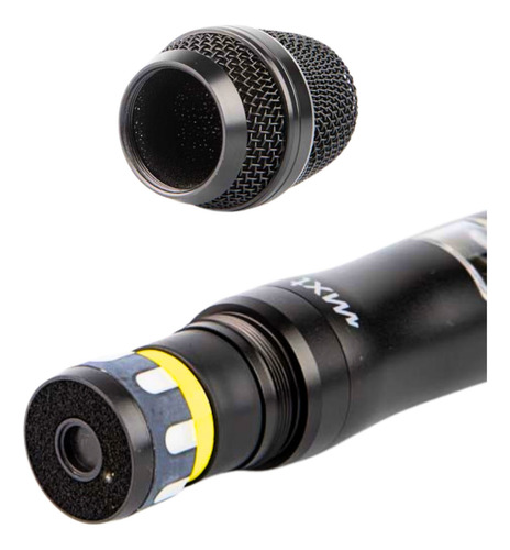 Microfone Sem Fio Uhf Mão Duplo Prof 100c Pll Uhf-9000 Mxt Cor Preto