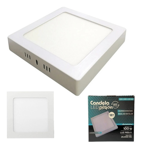 Plafon Panel Led C/ Base 18w Bajo Consumo Altapotencia =100w