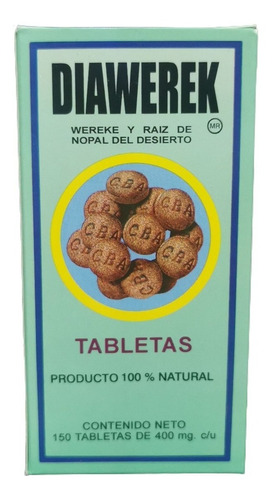 Diawereke 150 Tablts Raíz De Nopal Del Desierto Cba 400mg