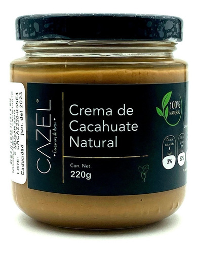 Crema De Cacahuate Oaxaqueño Con Azúcar 100% Natural 220g