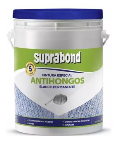 Pintura Antihongo Lavable Baños Y Cocinas Suprabond 1l Harut