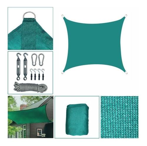 Tela Toldo De Sombreamento Solar 4x2m Verde E Kit Instalação