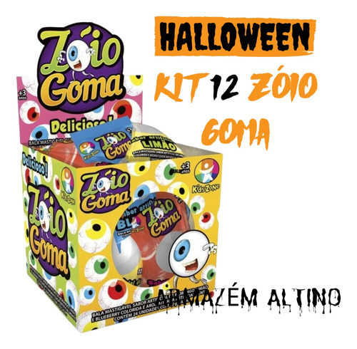 Kit 12 Olhos Zóio Goma Kids Zone Balas Gelatina Halloween  