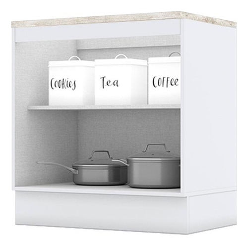 Balcão com Tampo Para Cooktop 2P 80 cm Americana Branco Calcare Henn