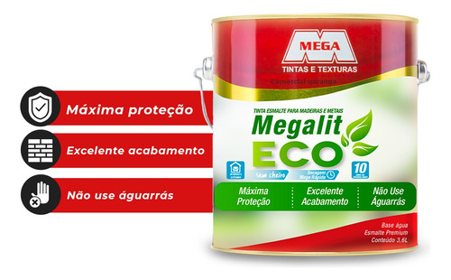 Esmalte Base Água Brilhante 900ml Madeira Metal Megalit Eco