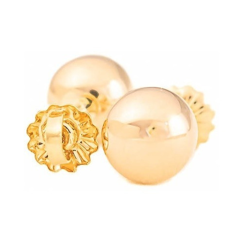 Aros Bolita #5 Pelotitas Oro 18k,zarcillos Para Mujer Y Niña