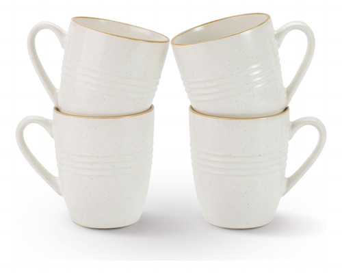 Juego De 4 Tazas De Café De 400 Ml Blanco, Aptas Para Microo