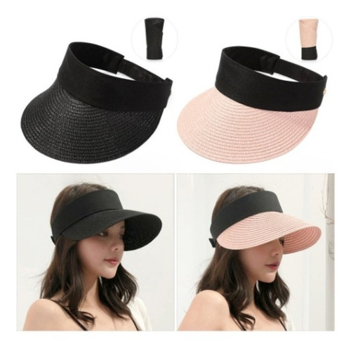 Sombreros De Paja Para Mujer Con Visera Ancha, Plegable