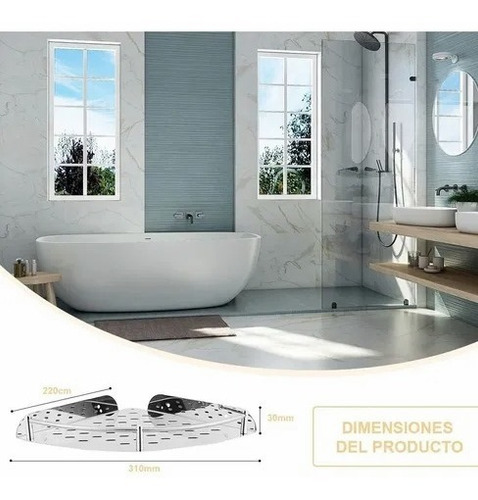 Imagen 2 de 9 de Repisa Esquinera Aluminio Inoxidable Brillante 4 Niveles