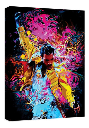 Cuadro Decorativo Canvas Moderno Freddie Mercury 2 Color Natural Armazón Natural