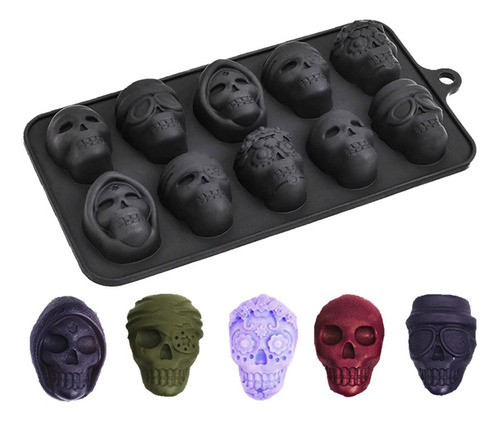 S 10 Consecutive Skull Silica Gel Chocolate Moldss Jel 6003