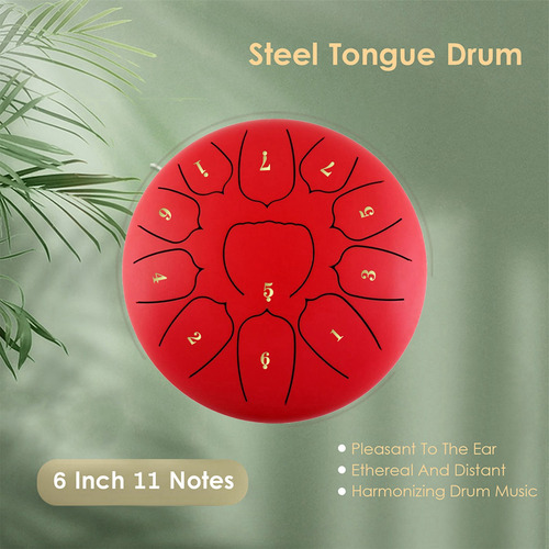 Tambor Handpan Con Mazo De Tambor, Lengüeta De Acero De 6 Pu