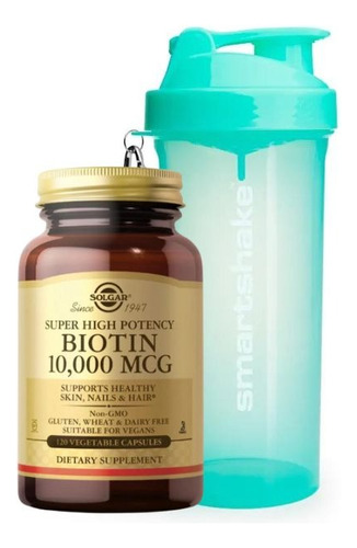 Biotin 10000 Mcg 60 Cap + Shaker Lite Aquagreen