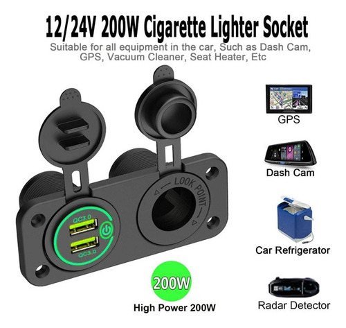 Compatible Carregador De Carro Qc 3.0, Usb Duplo, Tomada