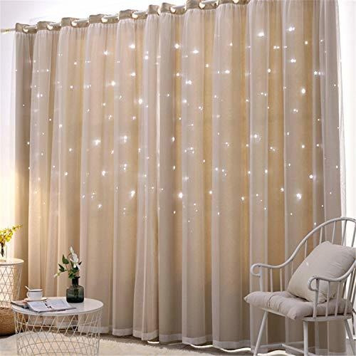 Abreeze Hollow-out Stars Blackout Curtains With Sheer Kv8no