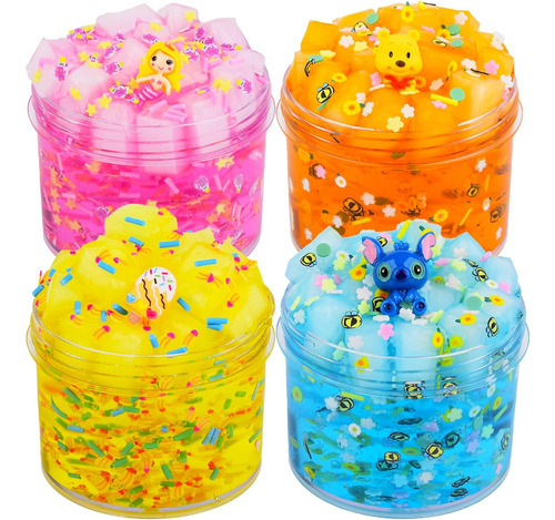 Kit De Slime Suave Y No Pegajoso Con Charms Divertidos, 4 Pi