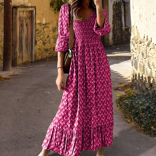 / Vestido Midi Chique Com Costura Com Babados, Bainha,