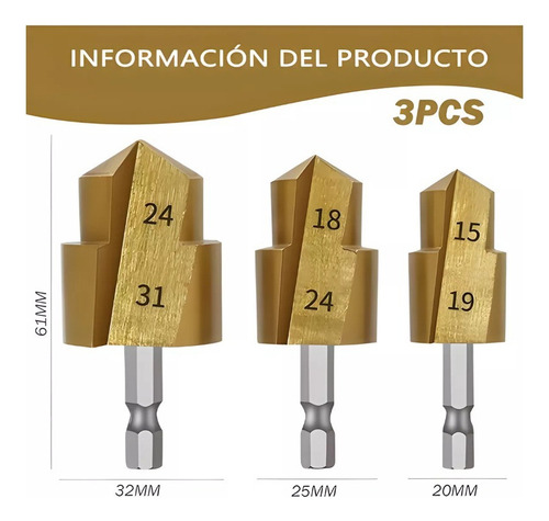 Broca Escalonada De Elevación Ppr Brocas Para Taladro 3pcs