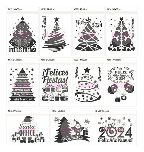 Vinilos Vidrieras Navideño Colgante Regalos + Arbol Navidad