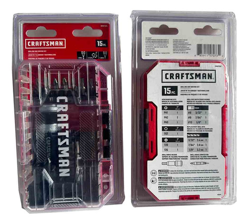 Set Craftzman 15 Pz - Drill Flip Drive - Avellanador
