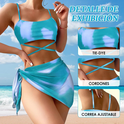Conjunto De Bikini Con Traje De Baño De 3 Piezas Con Efecto
