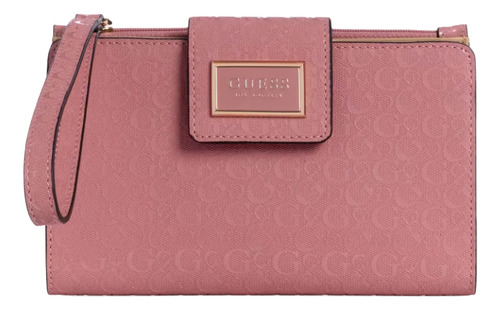Cartera Guess 100% Dama Monedero Mujer Muñequera Color Rosa Diseño De La Tela Liso