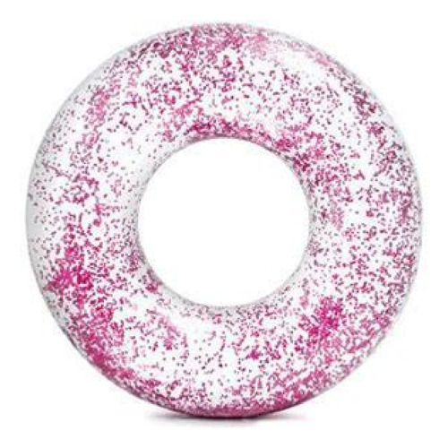 Boia Glitter Inflável Circular Transparente Com 90 Cm Cor Rosa