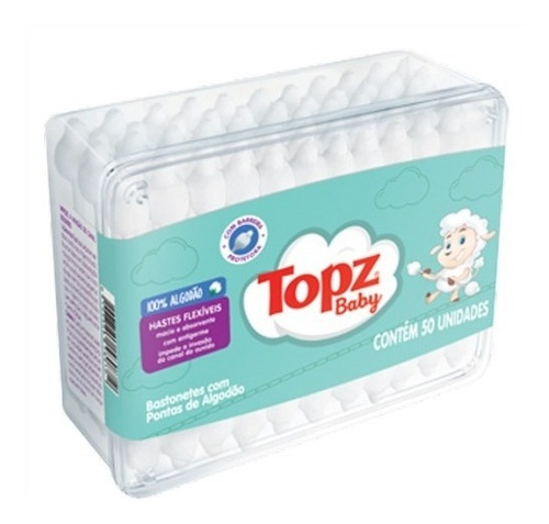 Imagem 2 de 5 de Cotonetes Com Barreira Para Bebê Topz Baby - Kit C/06 Caixas