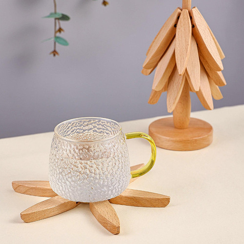Posavasos De Protección De Mesa De 3 Piezas, Color Haya