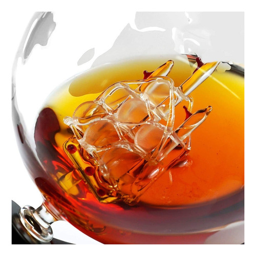 Juego De Decantador De Whisky Globe Con 2 Vasos Grabados