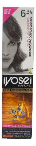  Tintura Iyosei Premium Color Crema Colorante X 45gr X 12 Uni Tono 6.34 rubio oscuro dorado cobrizo