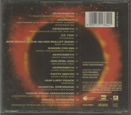 Armagedon Aerosmith Bon Jovi Zz Top Cd Trilha Do Filme (Usado)