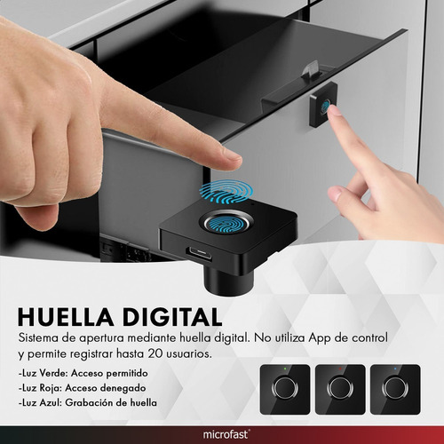 Imagen 6 de 10 de Cerradura Digital Para Muebles Huella Digital Cajón Gabinete