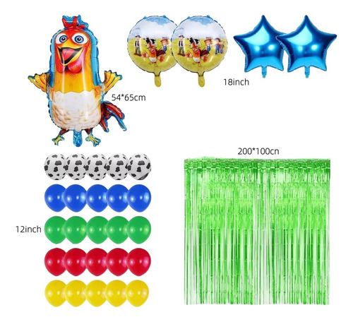 Punimo - Set De Globos Para Fiesta De Cumpleaños Temático La Granja Zenón Bartolito Con Animales, Decoración Infantil Y Números (49 Piezas)