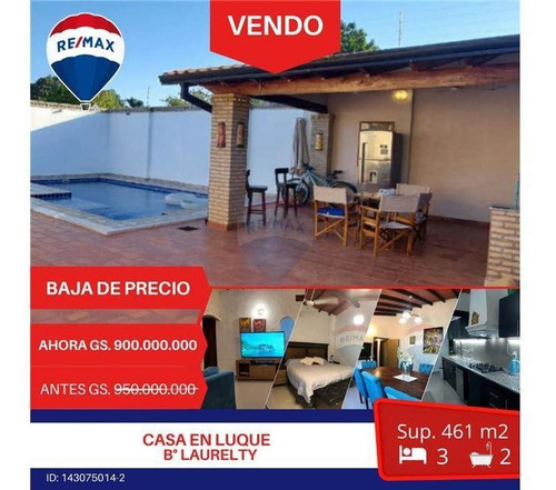 Imagen 1 de 14 de Vendo Casa Con Piscina En Laurelty, Luque: 3 Habitaciones
