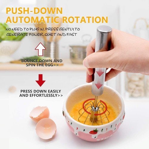 Imagen 2 de 2 de Batidor Manual Automatico Huevo Crema Leche Mezclador Acero