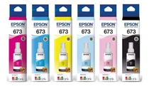Comprar Paquete De 6 Cartuchos De Tinta Epson T673 Ml Color Negro, Amarillo, Magenta, Cian, Magenta Claro, Cian Claro - Tinta Con Ecotank Compatible L805 L810 L850 L1800 673